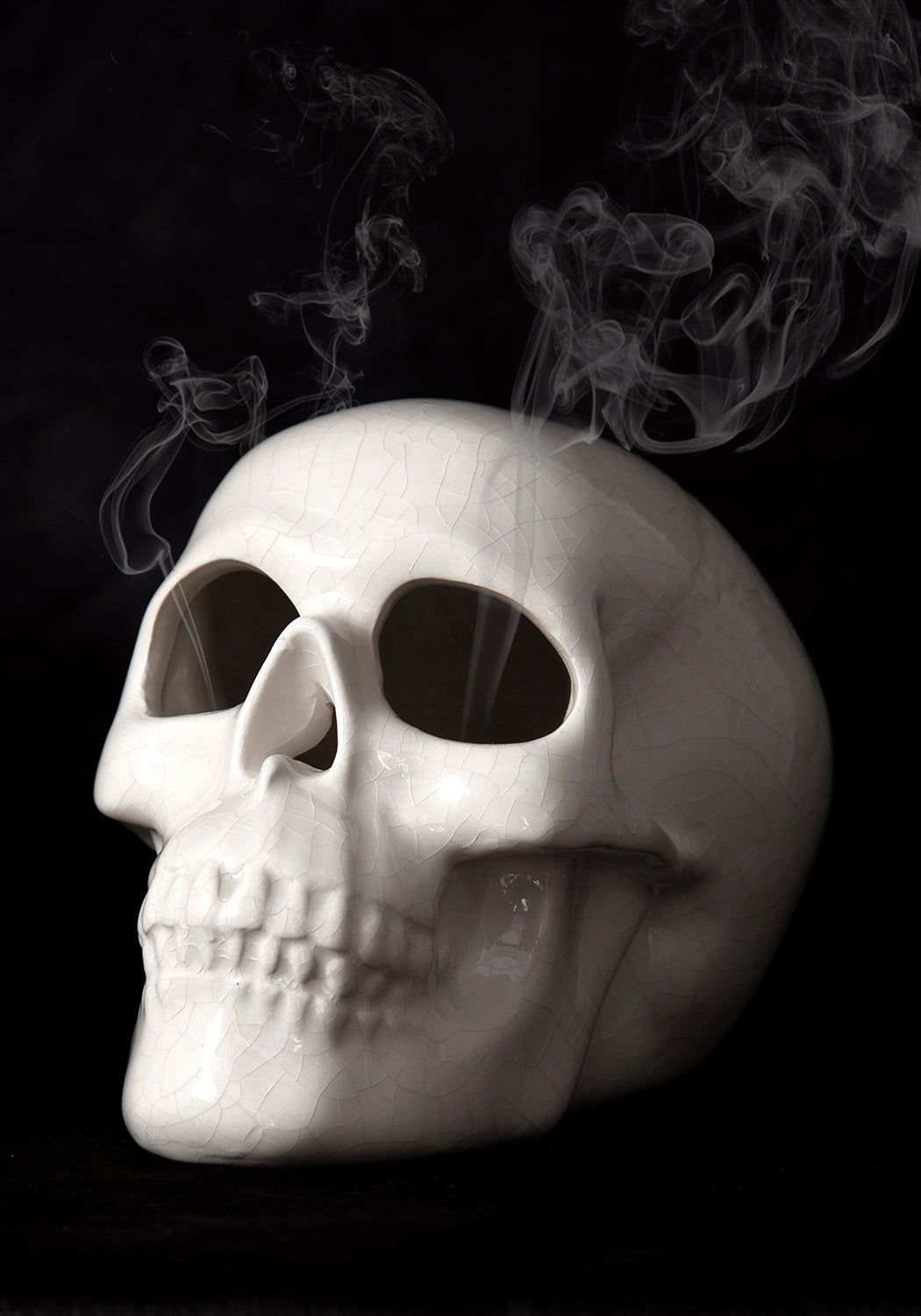 Ceramic Skull Incense Burner for Cones | Smoke from Nose & Mouth