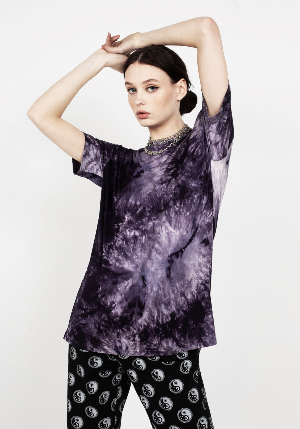 Purple Tie-Dye Oversized T-Shirt for Men & Women | Relaxed Fit