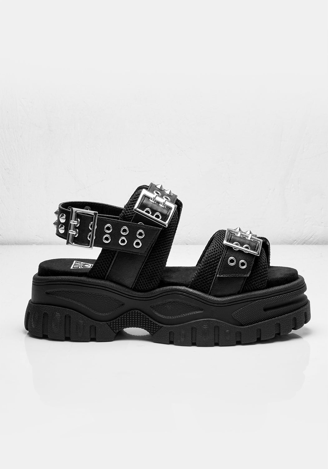 Chunky Platform Sandals with Adjustable Straps & Silver Studs | Transcend