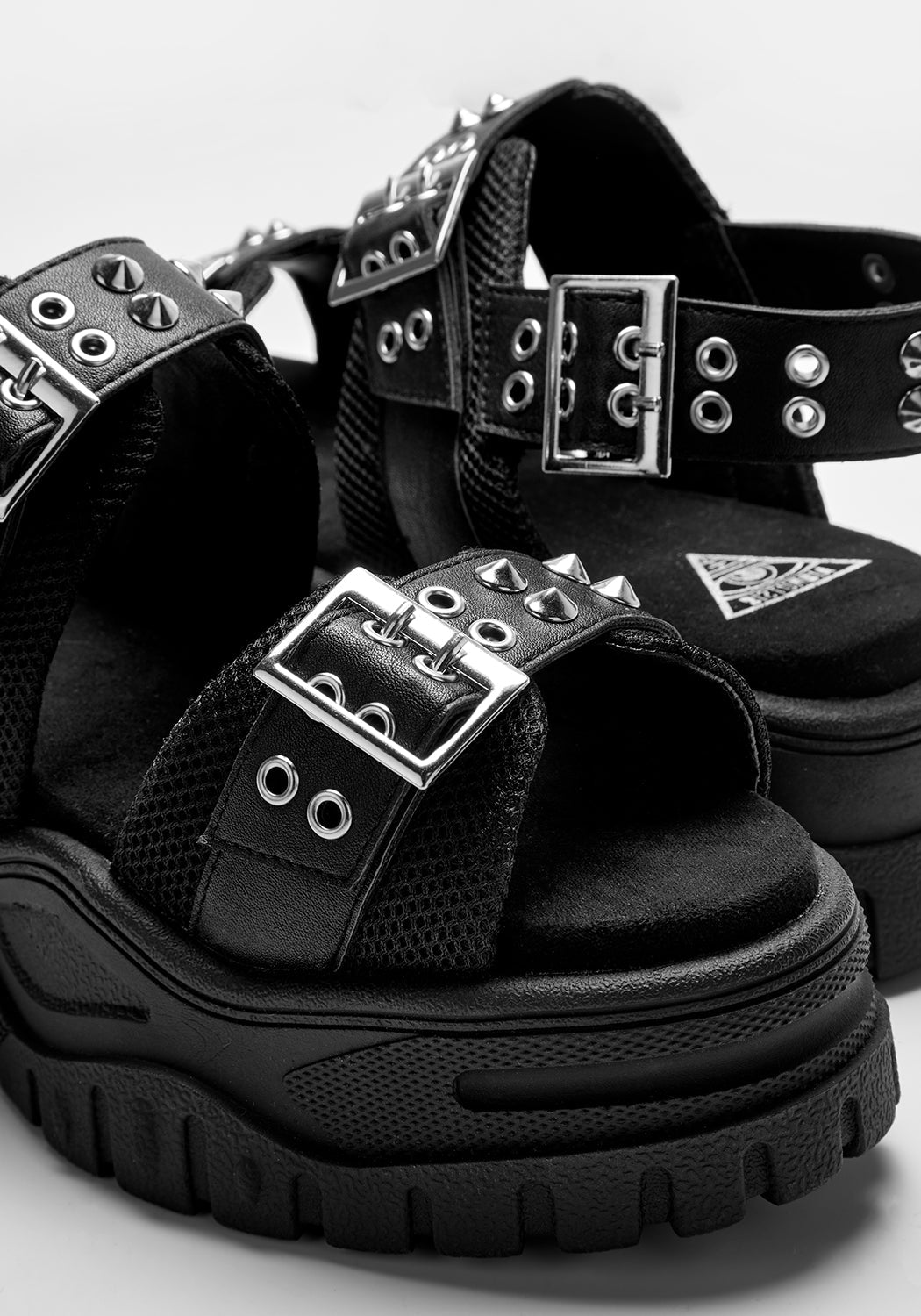 Chunky Platform Sandals with Adjustable Straps & Silver Studs | Transcend