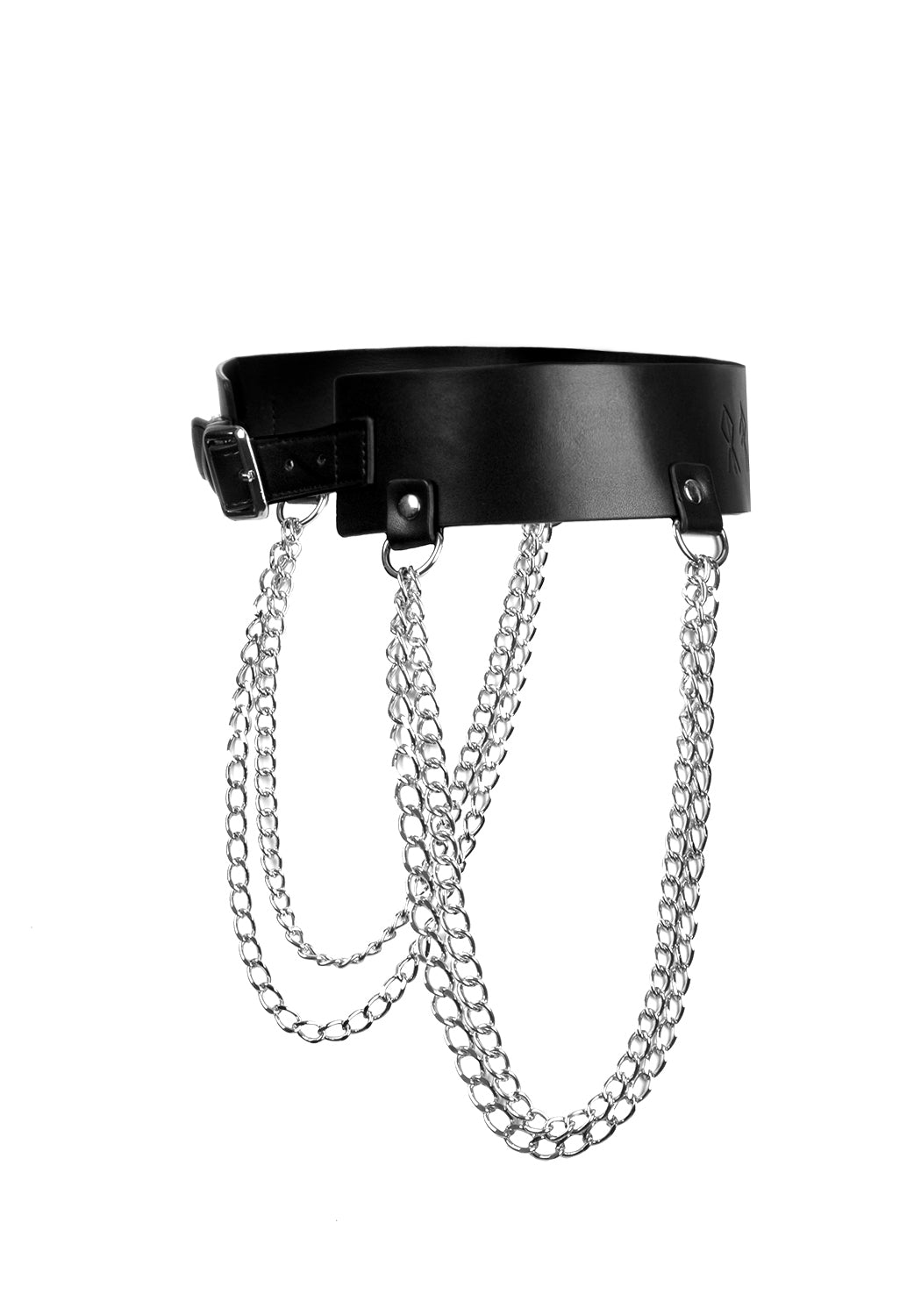 Gothic Chain Waist Belt with Studs & Rune Artwork | DOMINATION