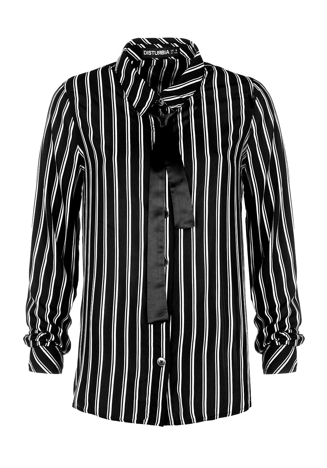 Black & White Stripe Collar Shirt with Removable Tie | Patti