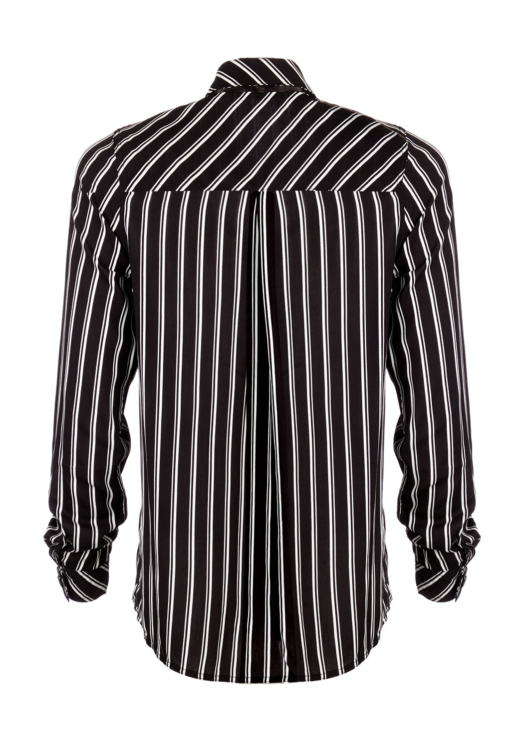 Black & White Stripe Collar Shirt with Removable Tie | Patti