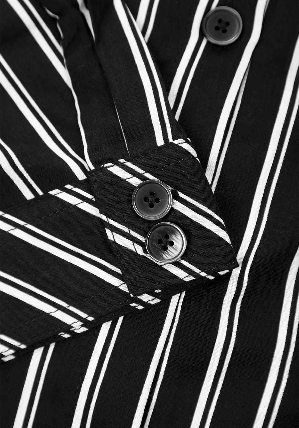 Black & White Stripe Collar Shirt with Removable Tie | Patti
