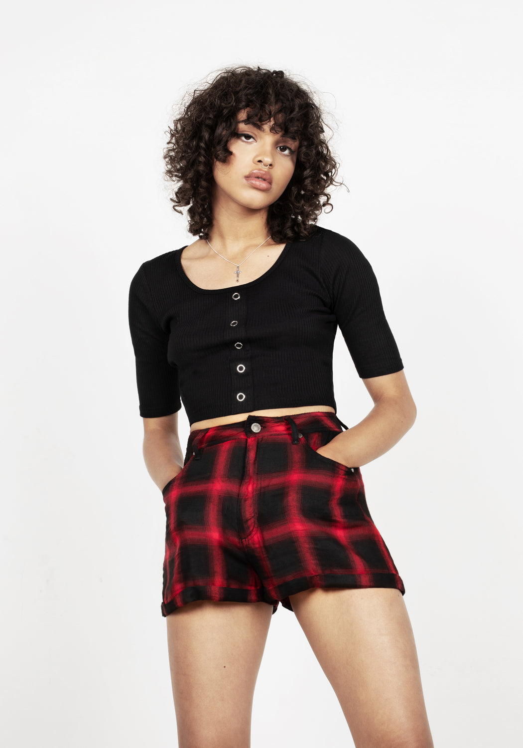 Vintage Wide Leg Shorts with Turn-Up Hems | Villain