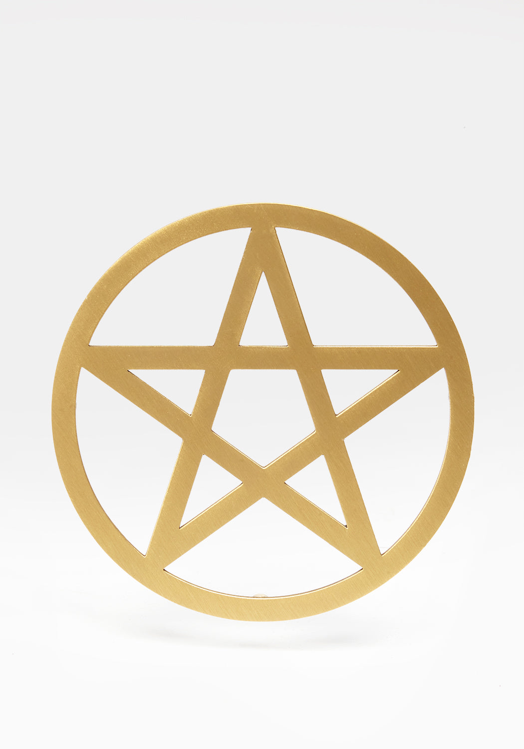 Brass Pentagram Coaster with Rubber Feet for Wiccan & Pagan Decor