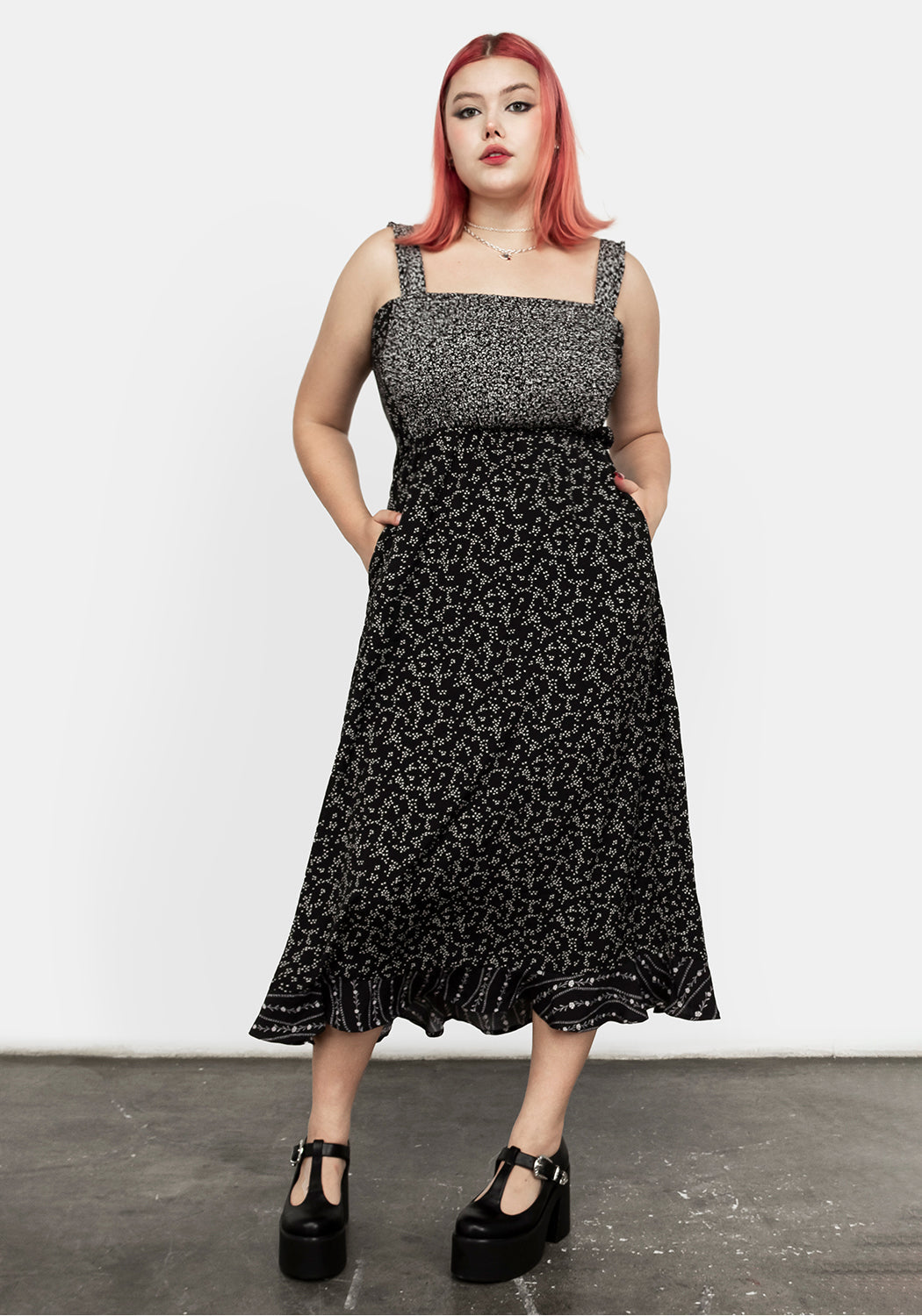 Floral Cottagecore Dress with Square Neckline & Pockets | Prairie Panel