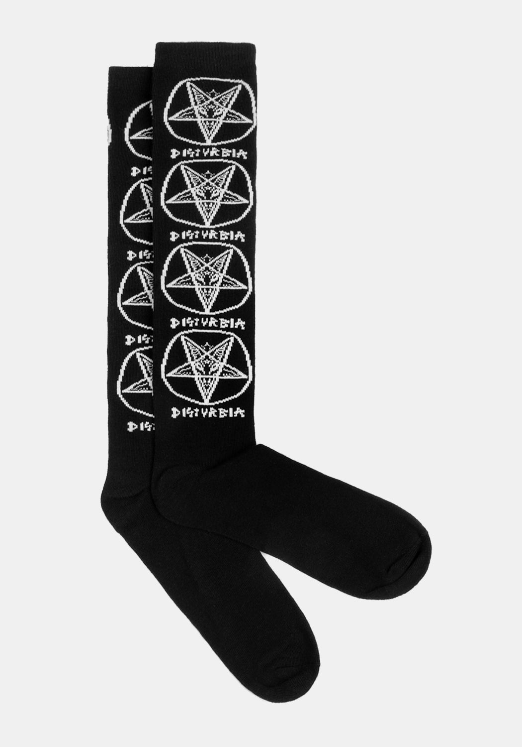 Pentagram Print Long Socks for Men | Goetic Stretchy Cotton Blend