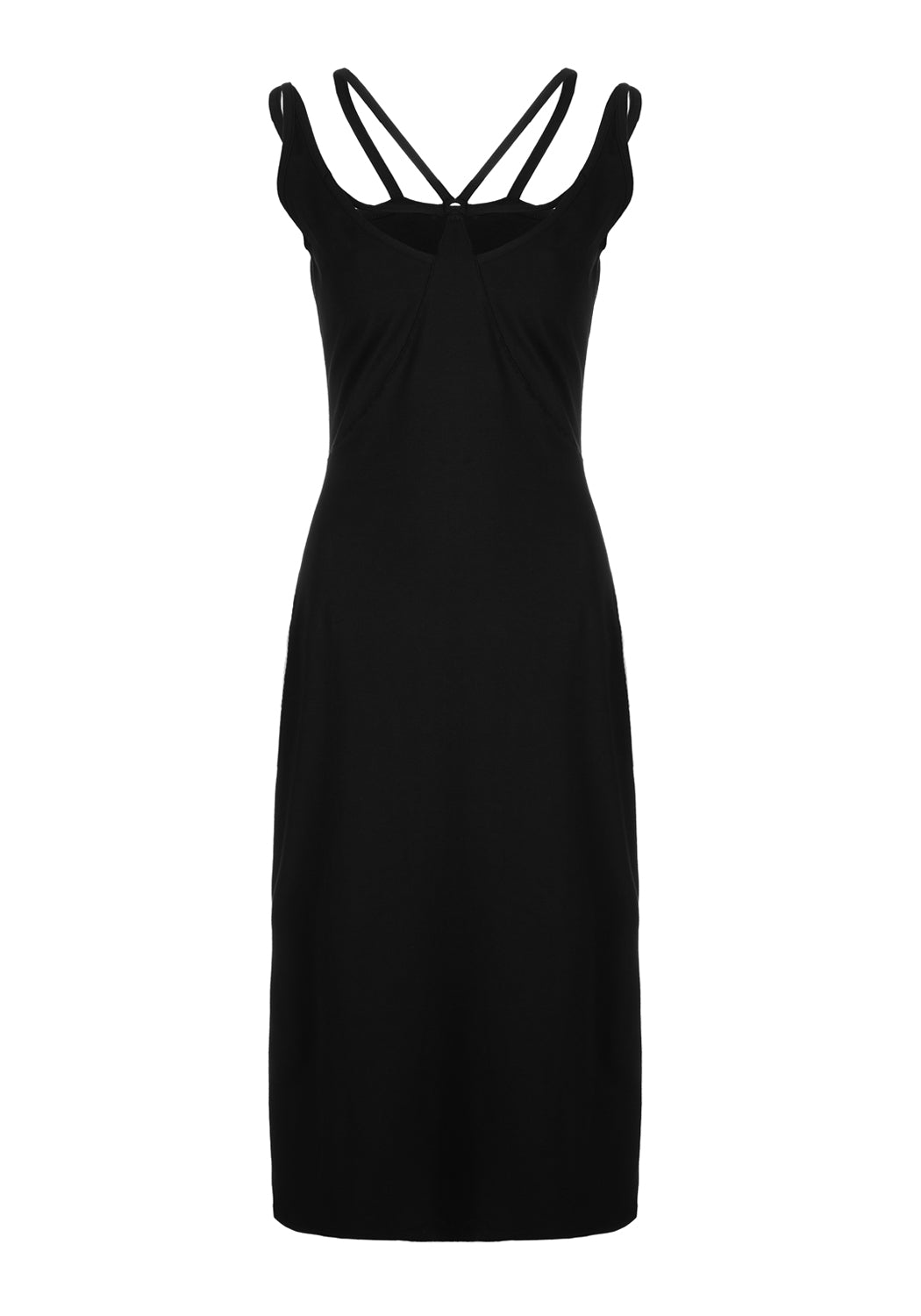 Strappy Black Midi Dress with Adjustable Straps & Side Splits | Catalyst