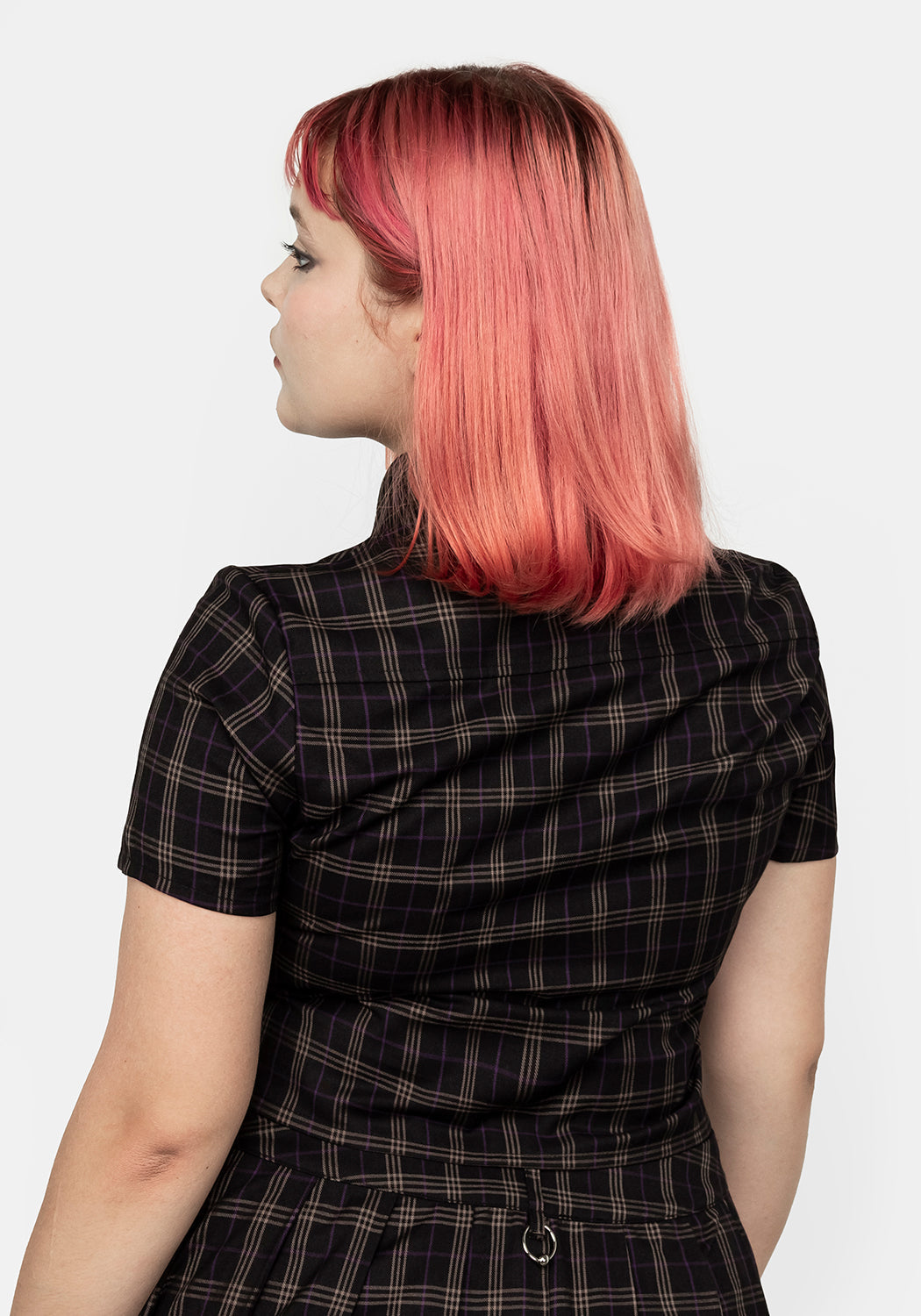 Check Crop Shirt with Hardware Detail & Button-Up | Jinx Co Ord Top