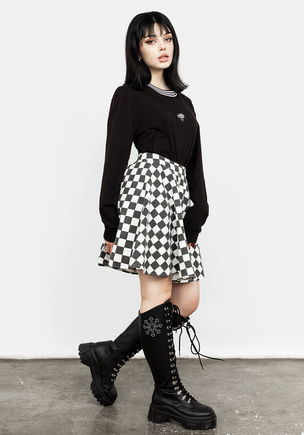 Checkerboard Skater Skirt - Mini Length & Full Circle Cut | Nitro