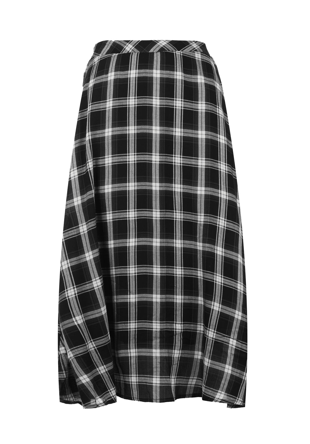 Grey Check Midi Skirt with Elastic Waistband & Lining | Albion