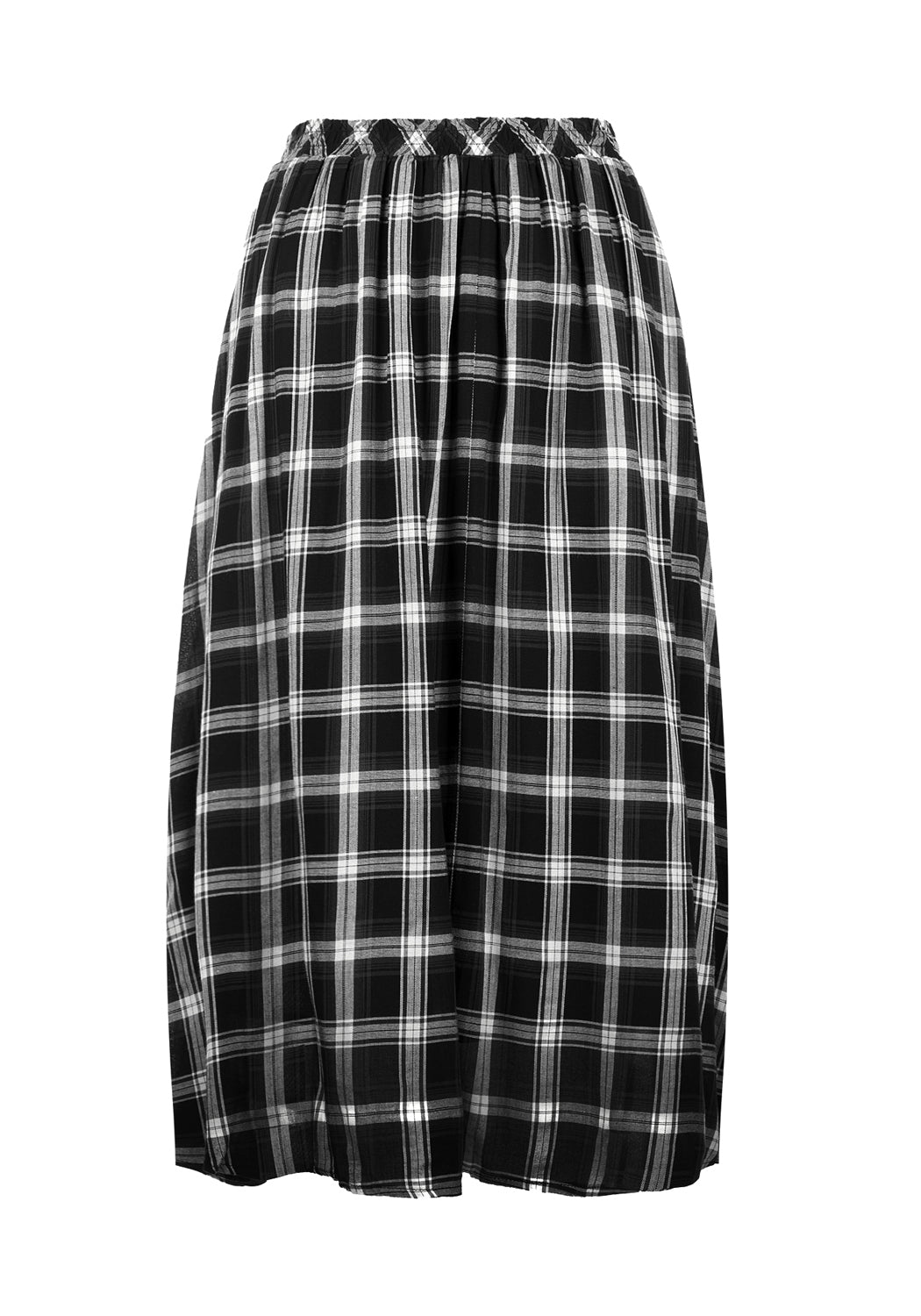 Grey Check Midi Skirt with Elastic Waistband & Lining | Albion