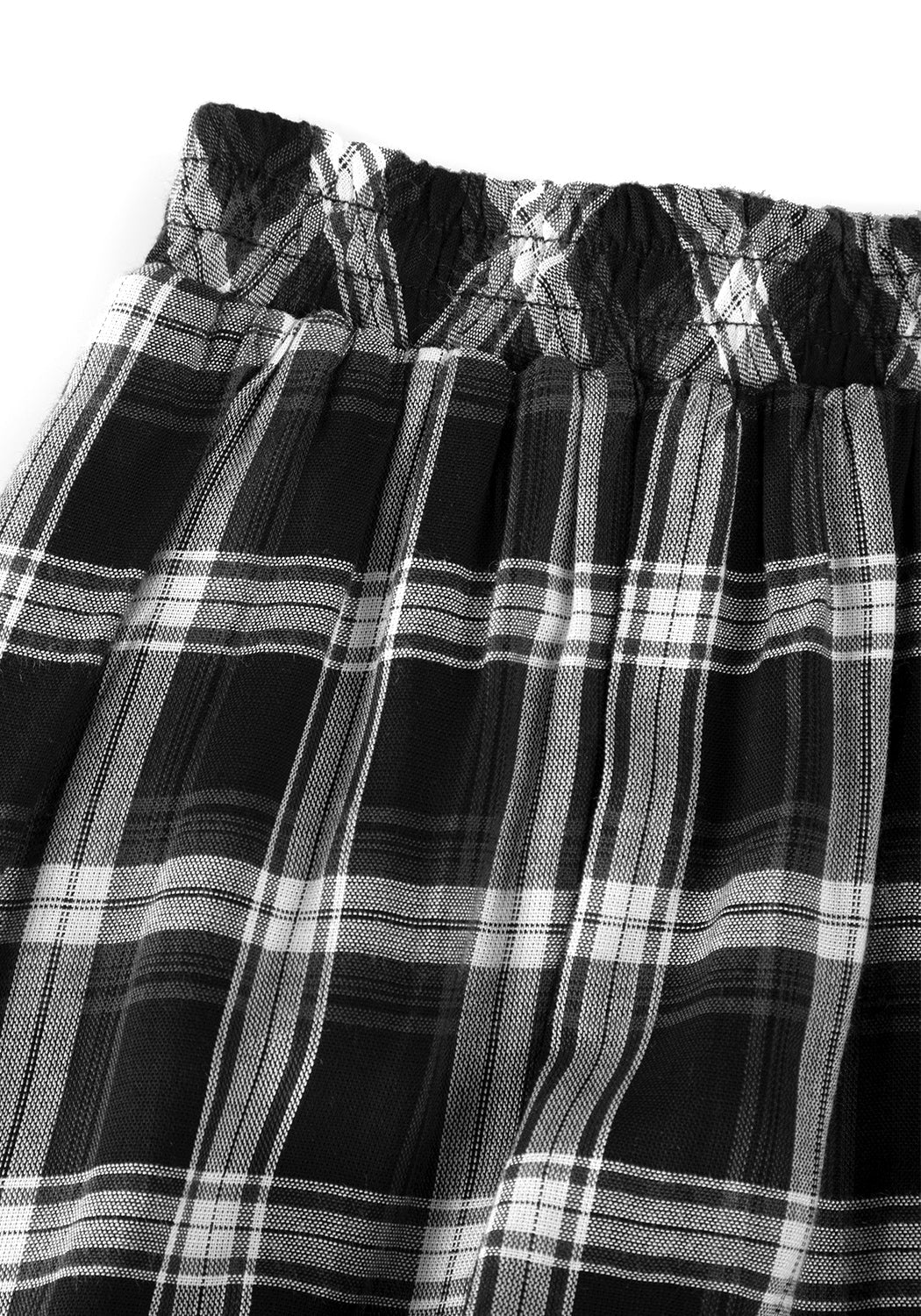 Grey Check Midi Skirt with Elastic Waistband & Lining | Albion