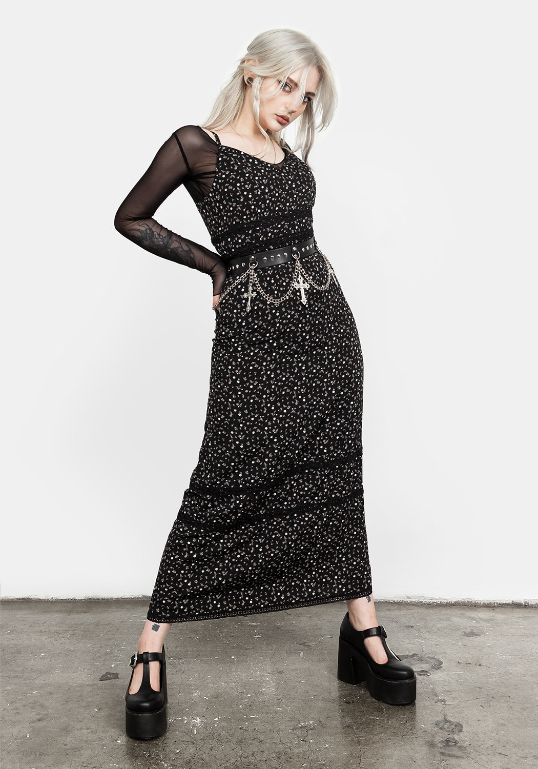 Floral Print Cami Maxi Dress with Lace Trim | Moonseed