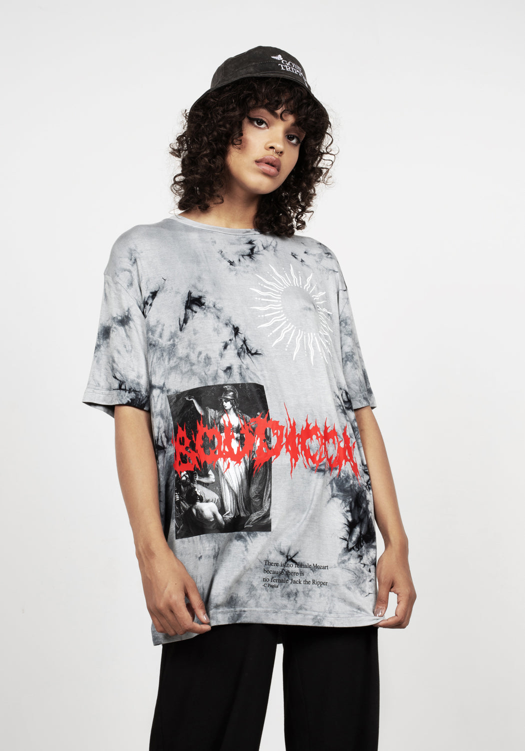 Oversized Tie Dye T-Shirt with Boudicca Artwork | Vengeance Tee
