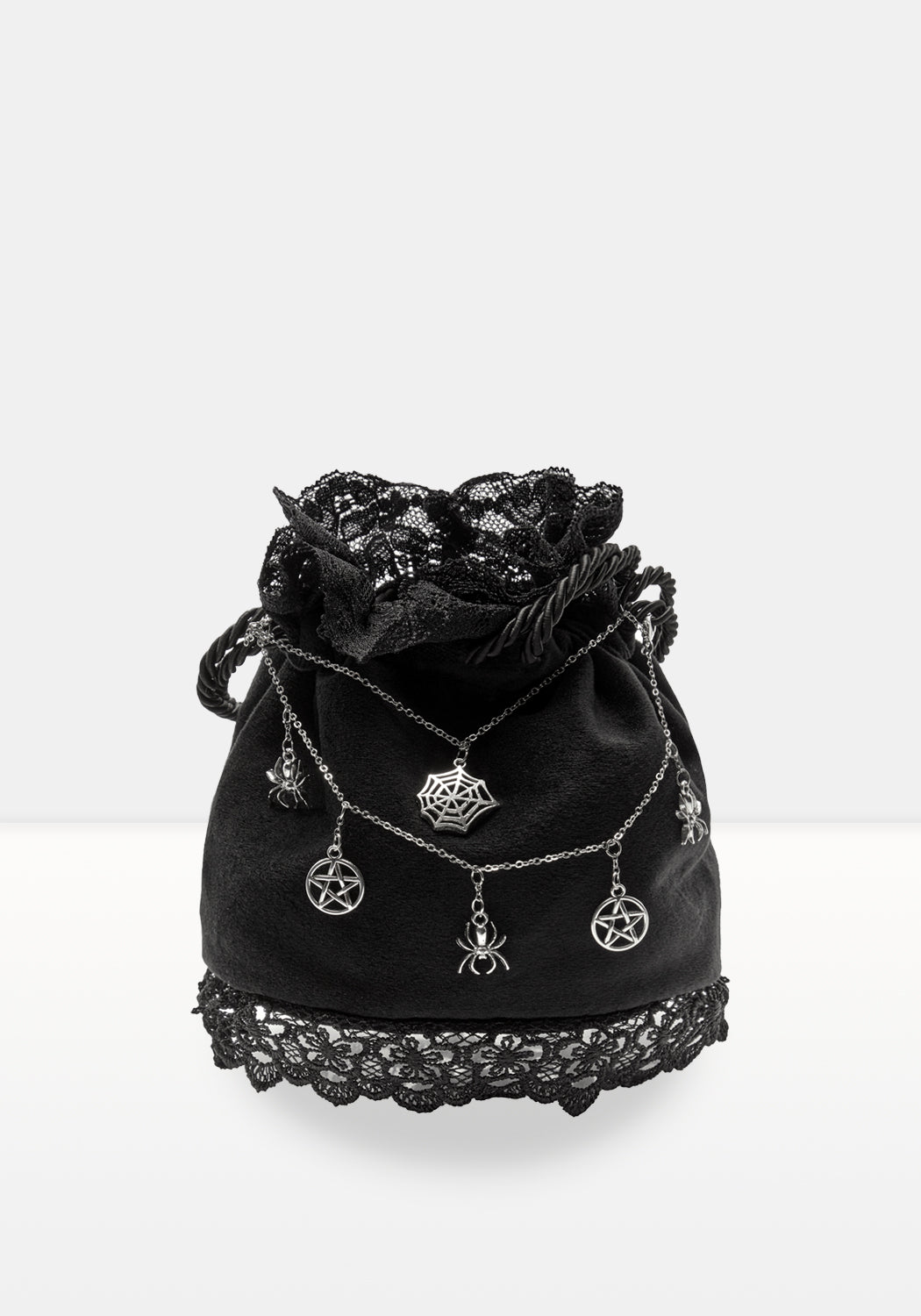 Gothic Victorian Velvet Pouch Bag with Lace & Charms | Lovelace
