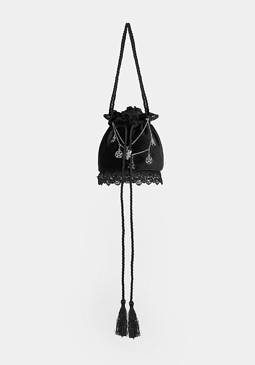 Gothic Victorian Velvet Pouch Bag with Lace & Charms | Lovelace