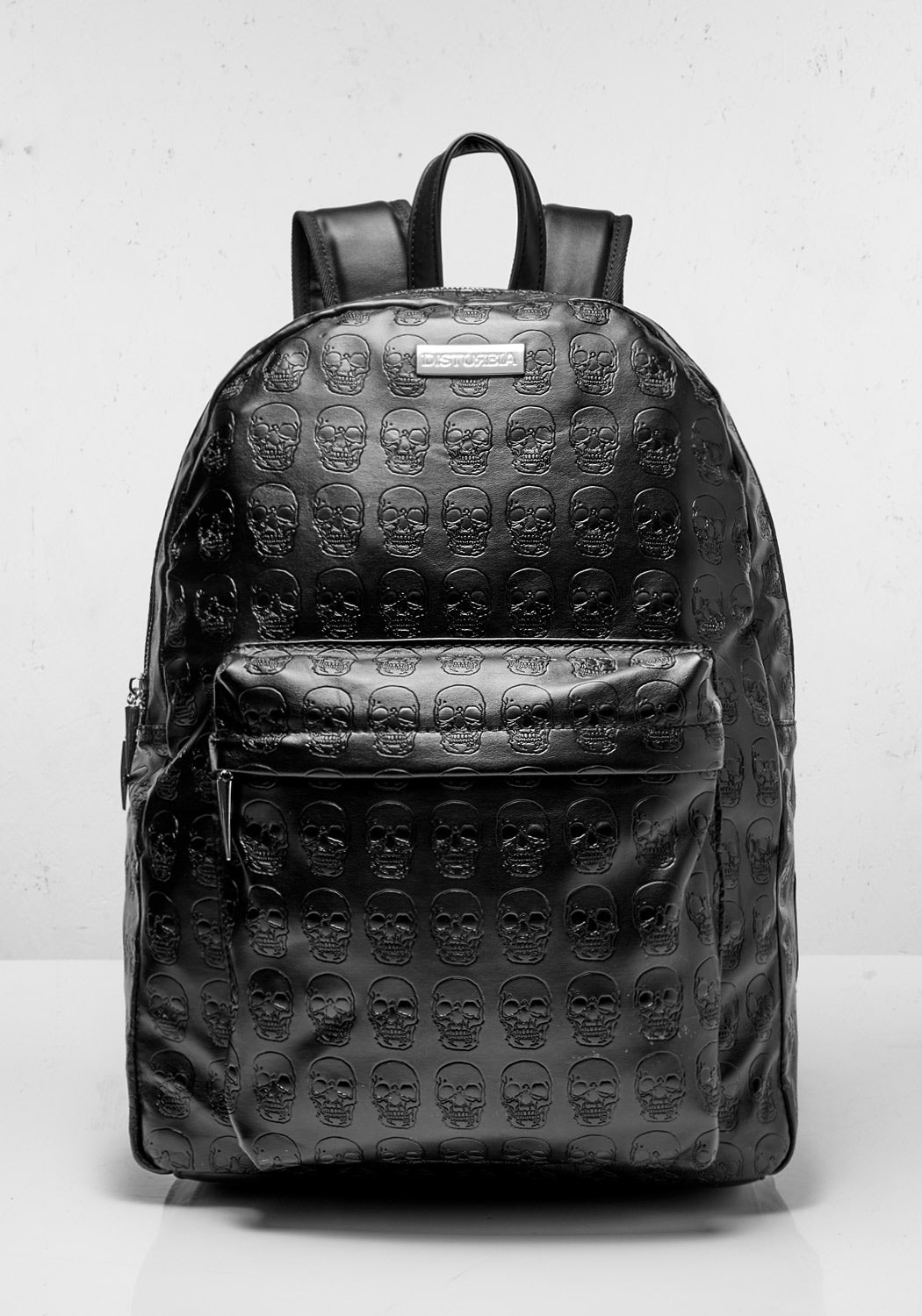 Gothic Skull Backpack - Faux Leather with Debossed Design & Adjustable Straps