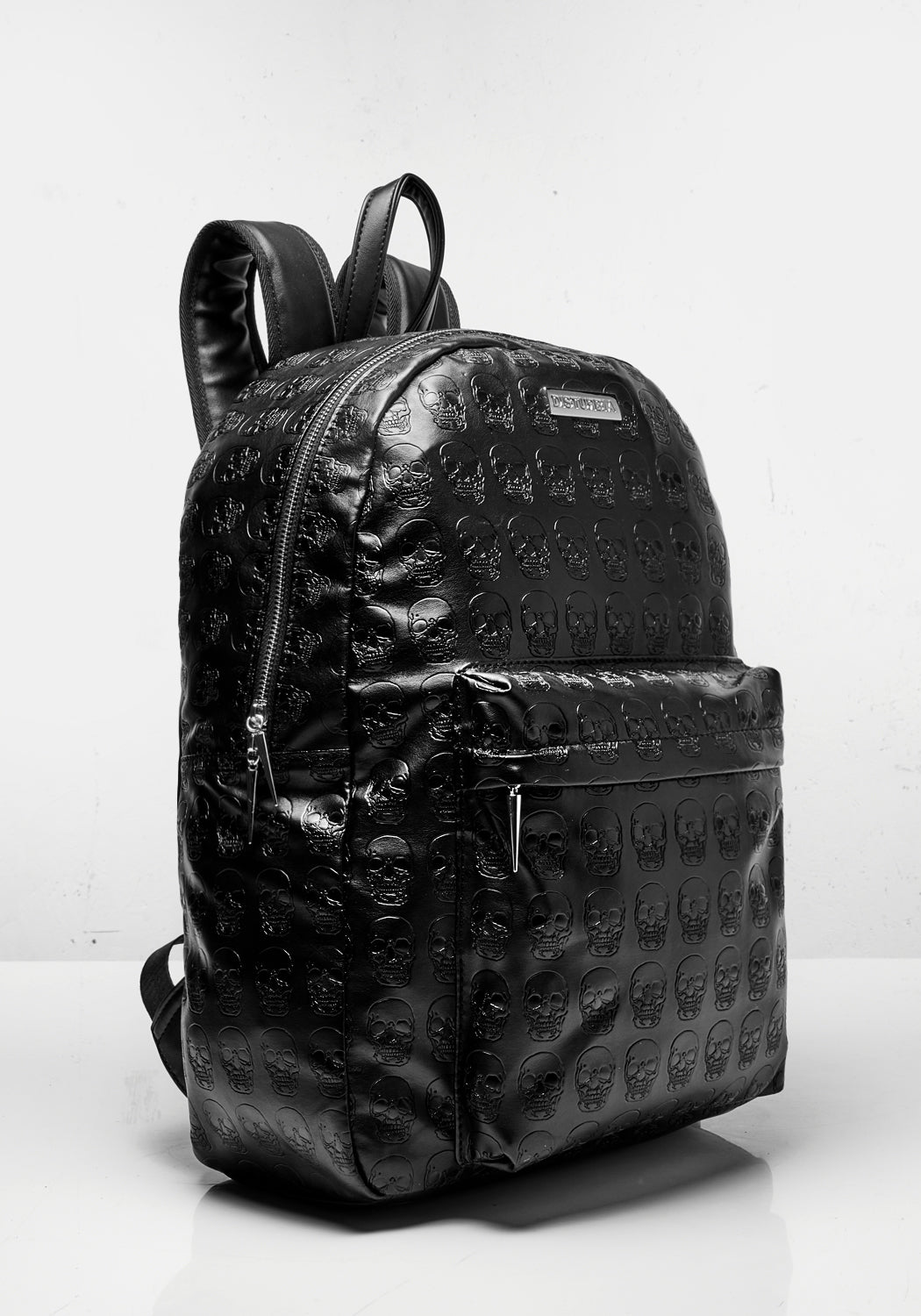 Gothic Skull Backpack - Faux Leather with Debossed Design & Adjustable Straps