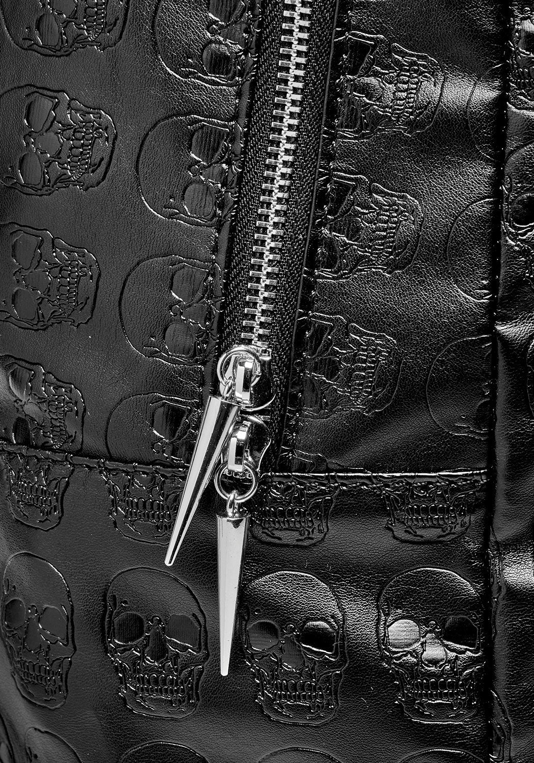 Gothic Skull Backpack - Faux Leather with Debossed Design & Adjustable Straps