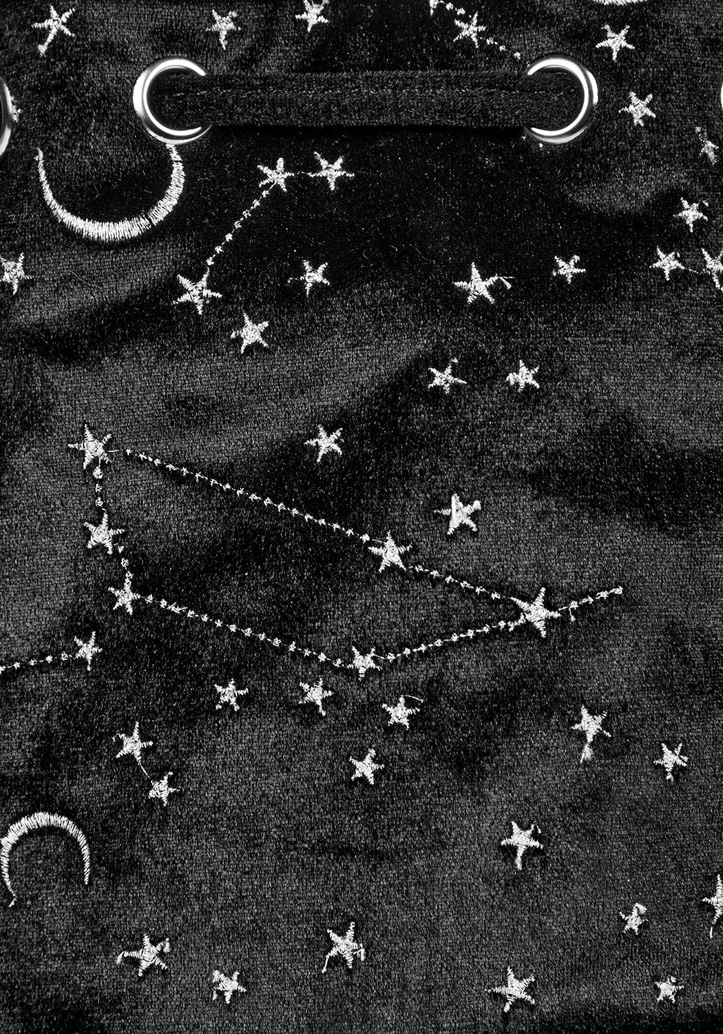 Velvet Moon & Star Pouch Bag with Silver Chain | Celestial