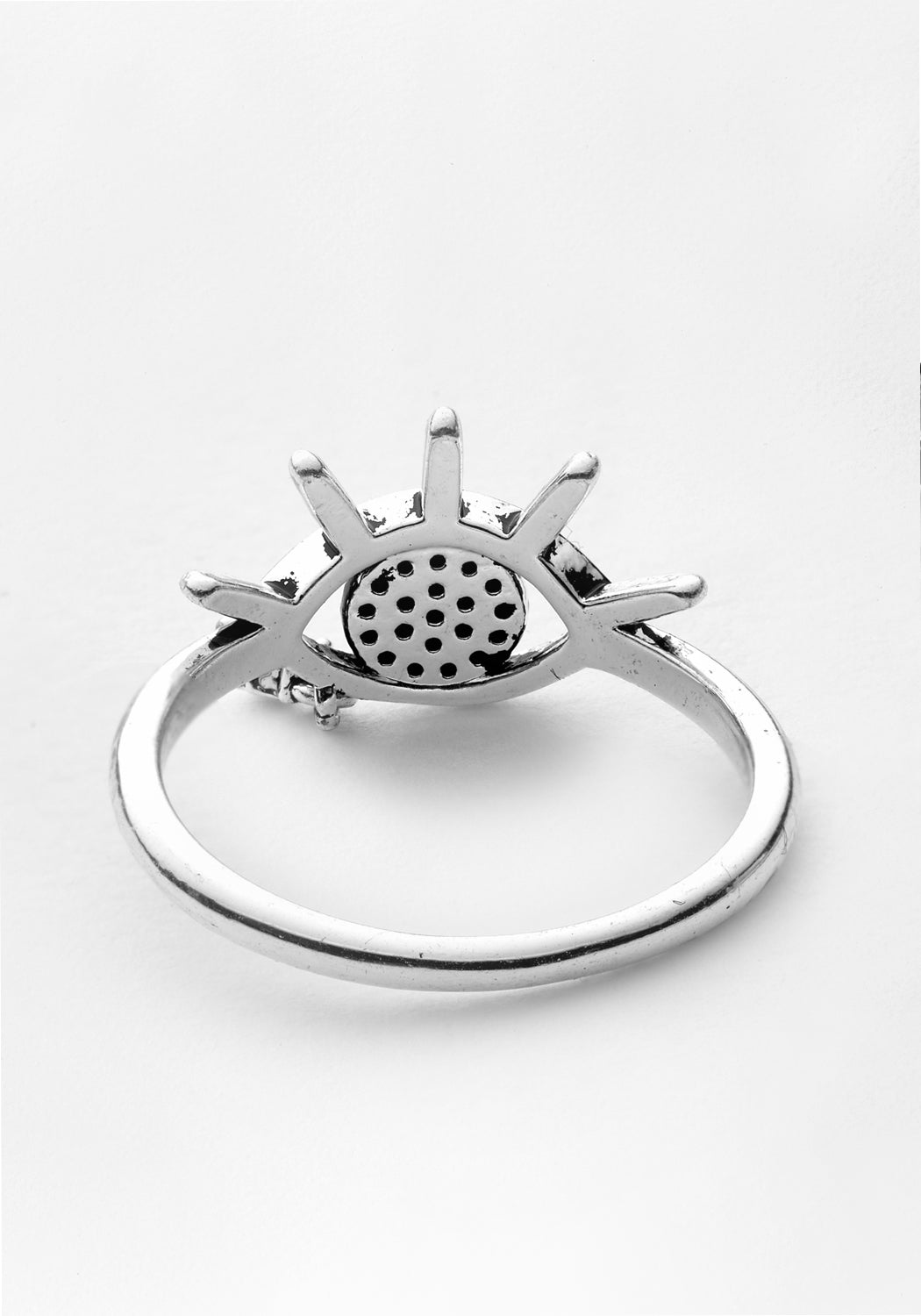 Gothic Ruby & CZ Eye Ring with Silver Band | Vampire Jewelry