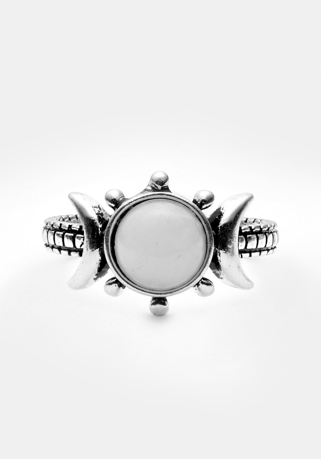 Moonstone Triple Moon Ring for Divine Feminine Energy | Silver Plated