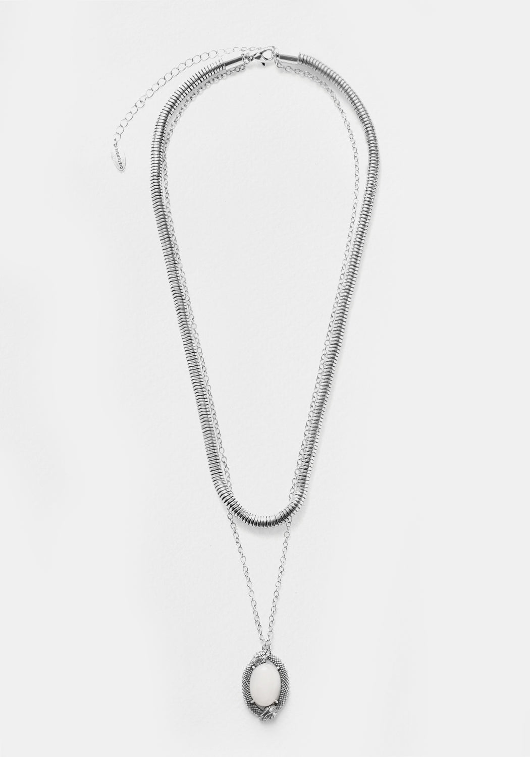Moonstone Serpent Necklace with Multi-Chain & Silver Plating