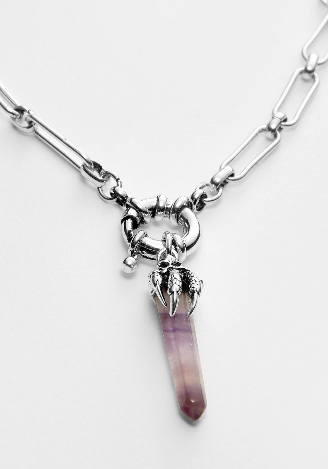 Amethyst Necklace with Silver Talon Pendant | Healing Crystal Jewelry