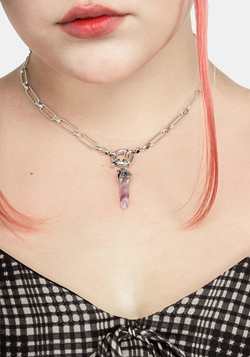 Amethyst Necklace with Silver Talon Pendant | Healing Crystal Jewelry