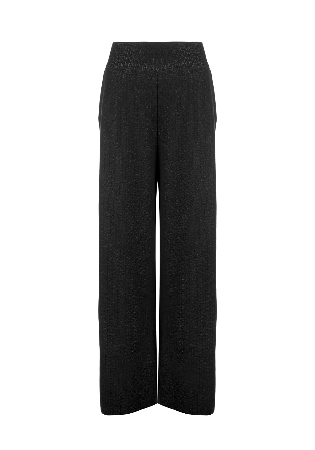 Black Pointelle Lounge Pants with Wide Legs & Pockets | Morana