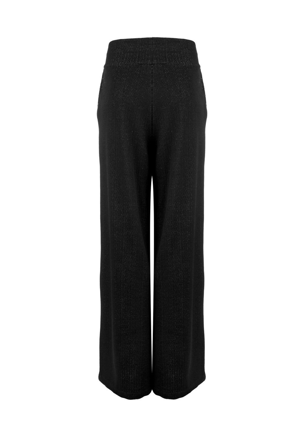 Black Pointelle Lounge Pants with Wide Legs & Pockets | Morana