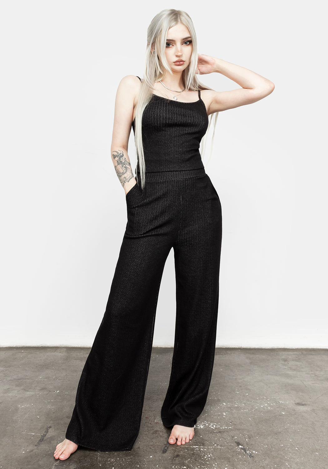 Black Pointelle Lounge Cami with Bust Darts | Morana