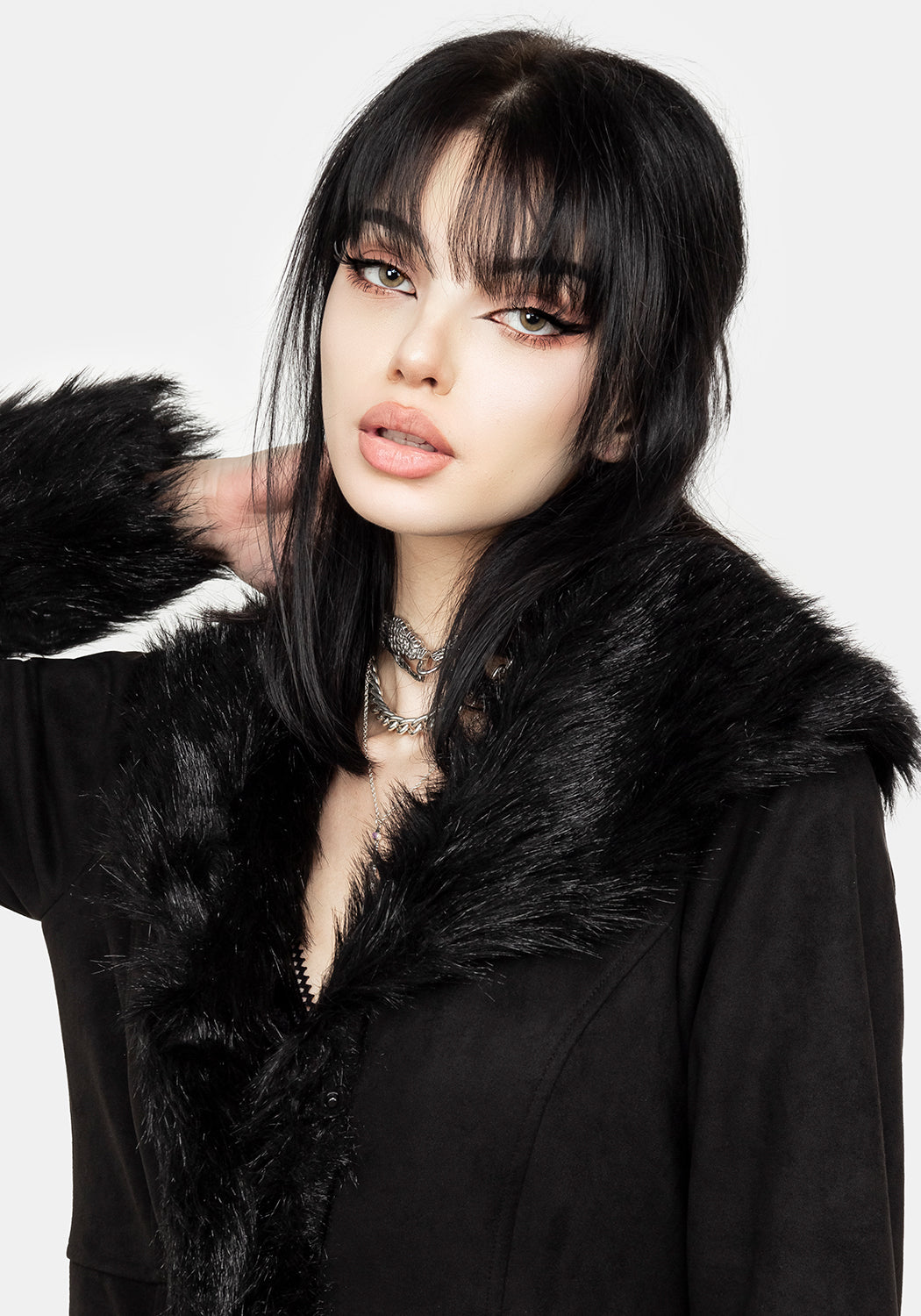 Black Faux Fur Trim Penny Lane Coat | Runaway Vintage Style