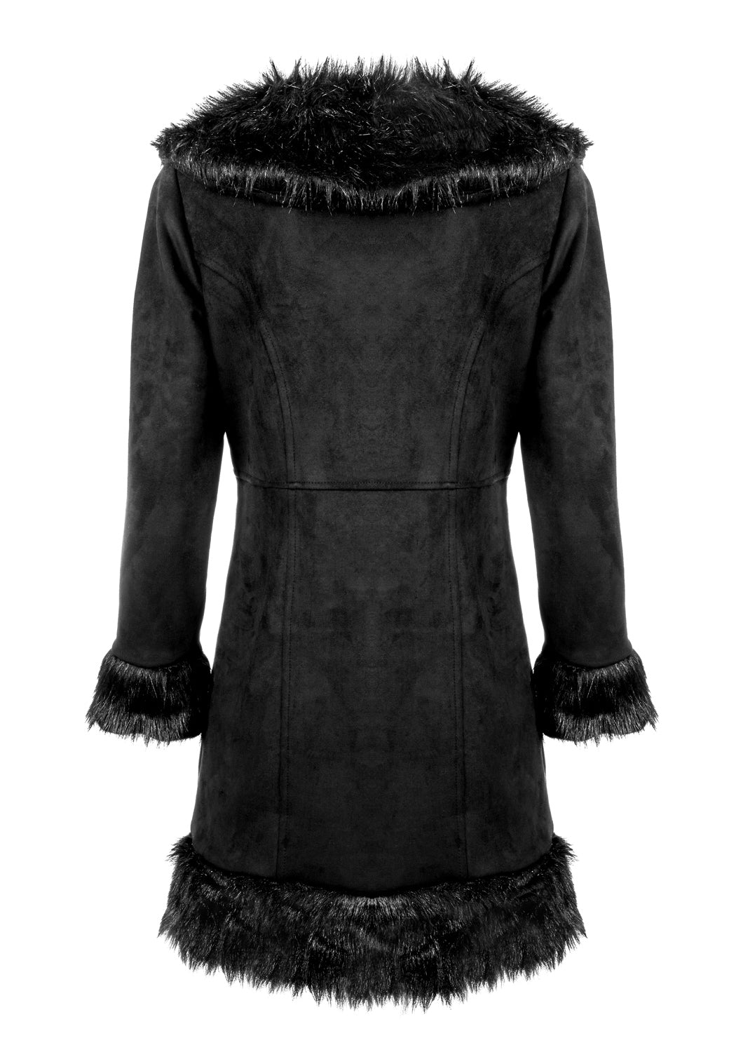 Black Faux Fur Trim Penny Lane Coat | Runaway Vintage Style