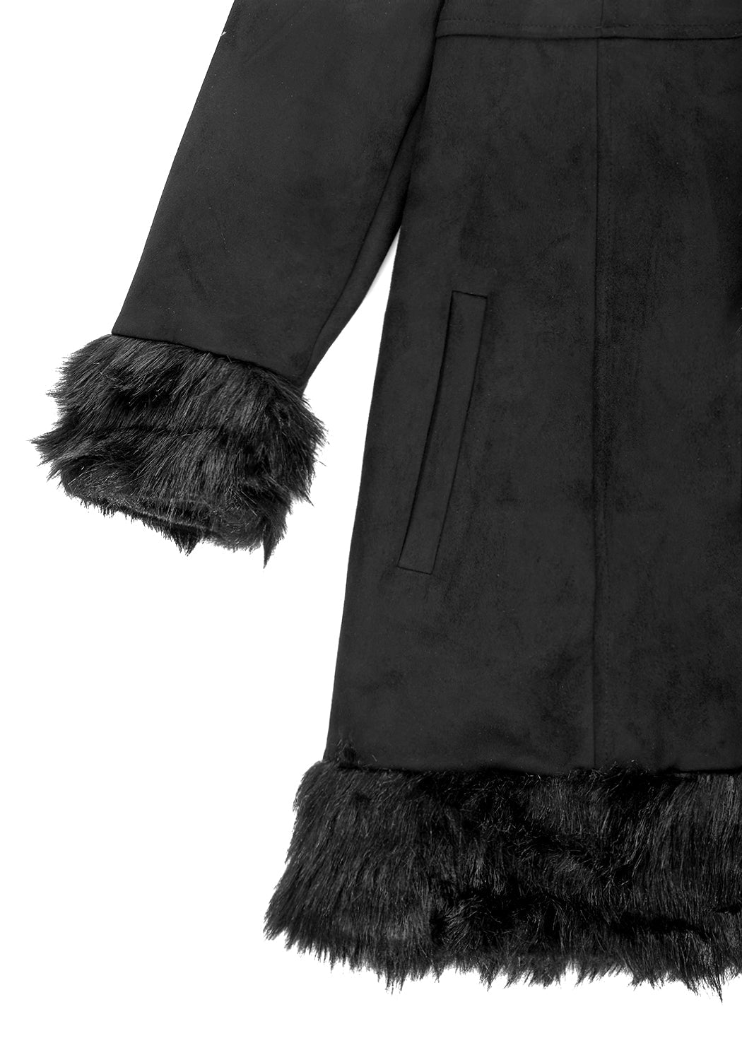 Black Faux Fur Trim Penny Lane Coat | Runaway Vintage Style