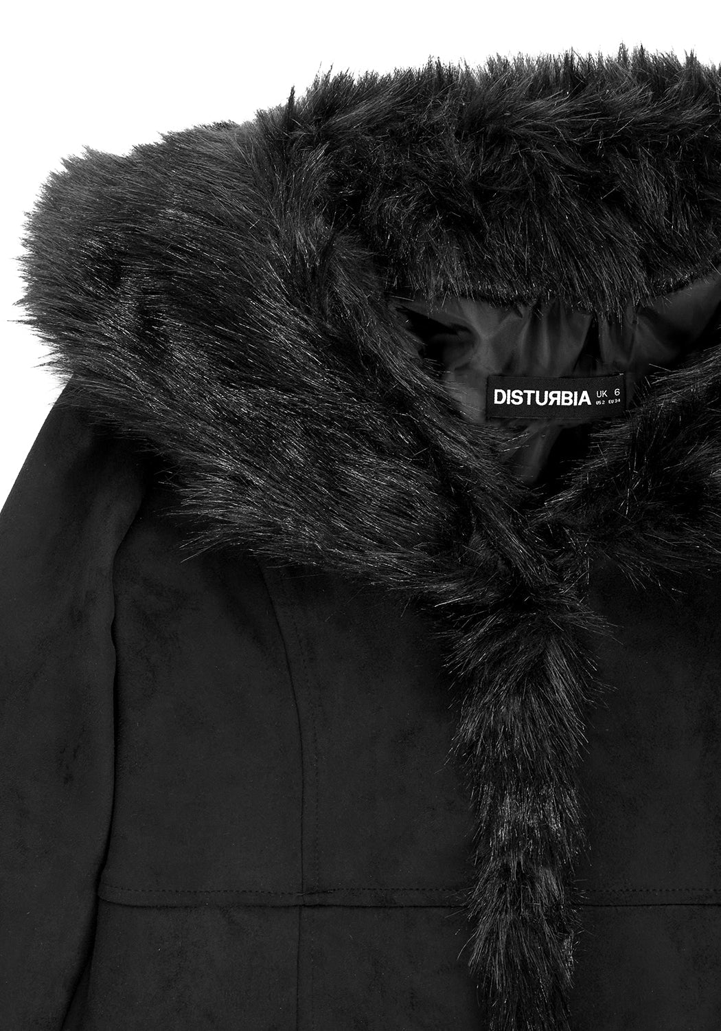 Black Faux Fur Trim Penny Lane Coat | Runaway Vintage Style