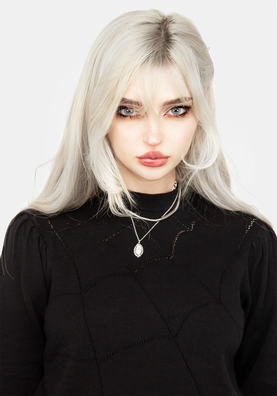 Puff Sleeve Crop Sweater with Spiderweb Knit | Lolth