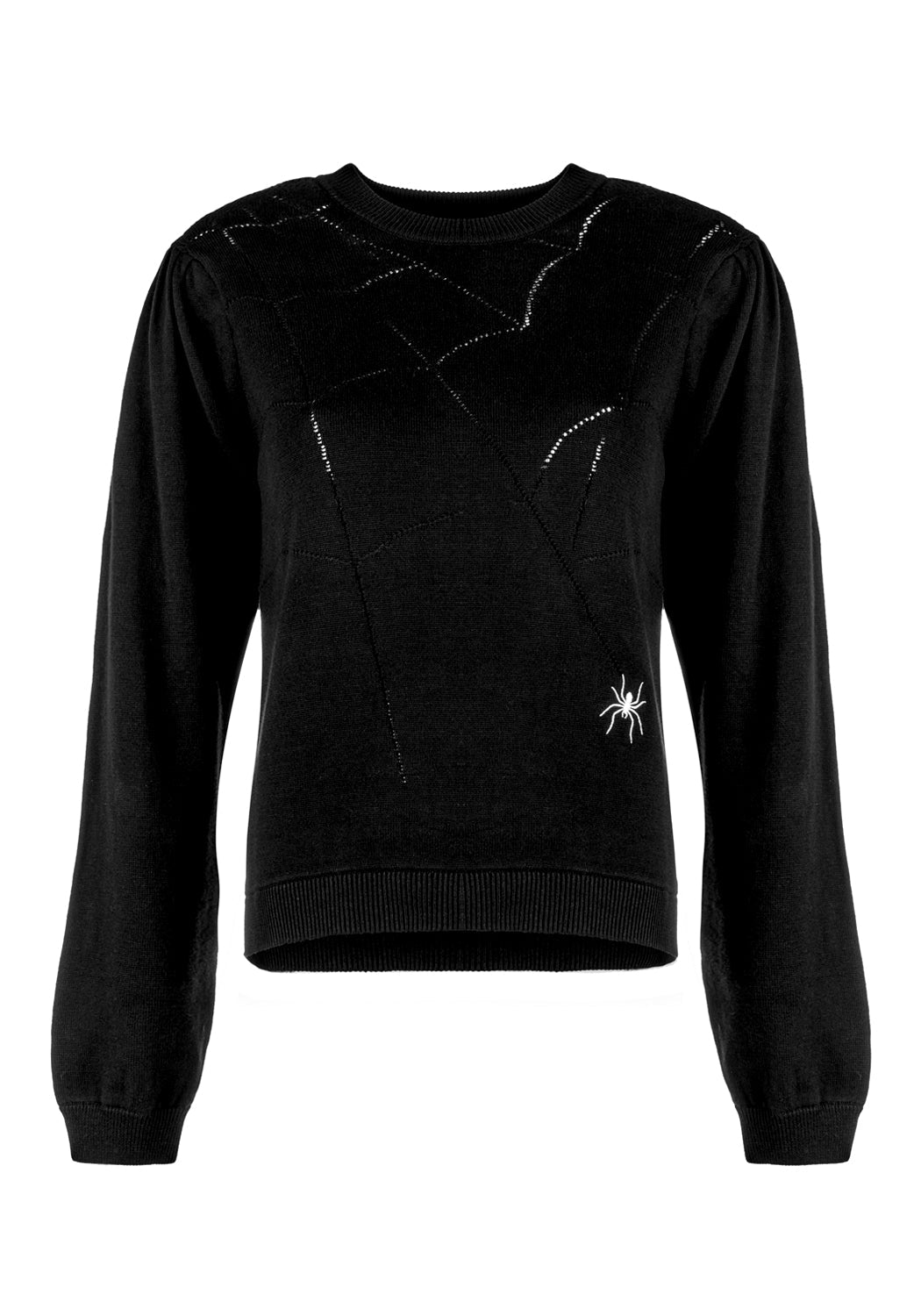 Puff Sleeve Crop Sweater with Spiderweb Knit | Lolth