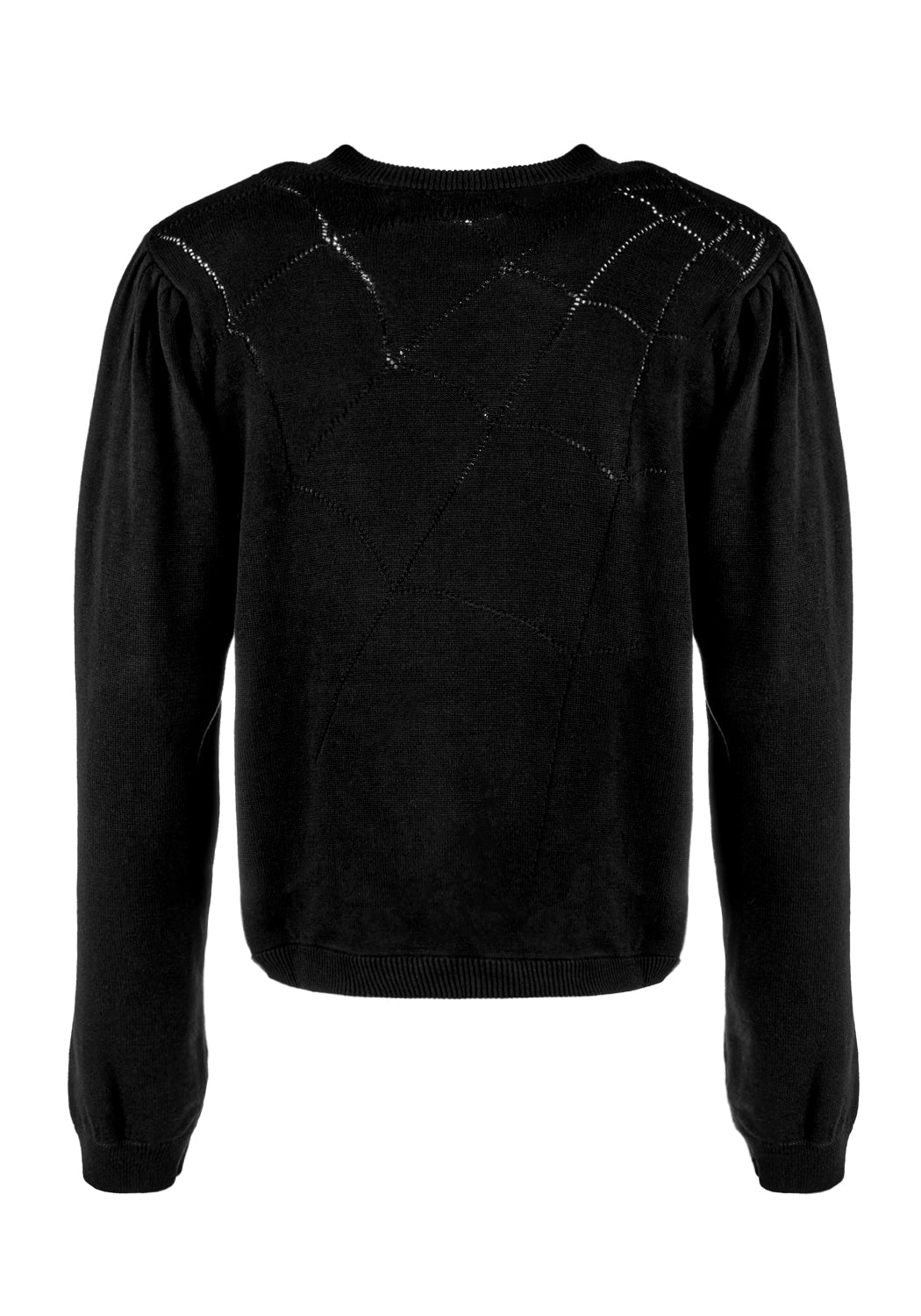 Puff Sleeve Crop Sweater with Spiderweb Knit | Lolth