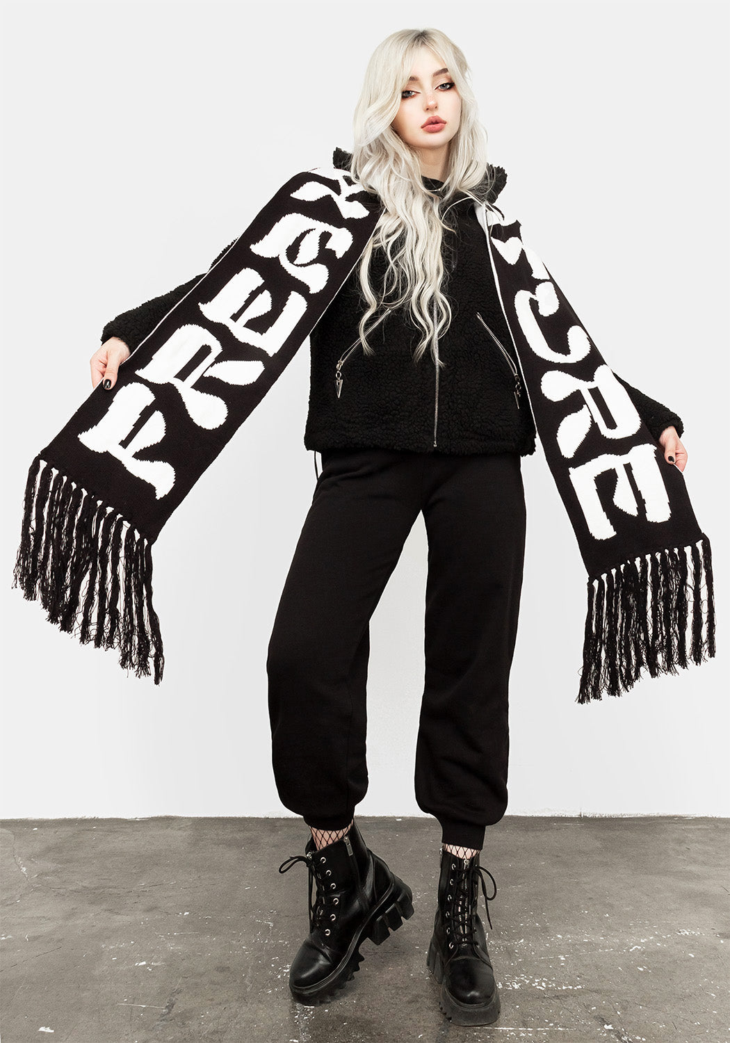 Chunky Black & White Football Scarf - Freak of Nature Design | Reversible Cotton-Blend