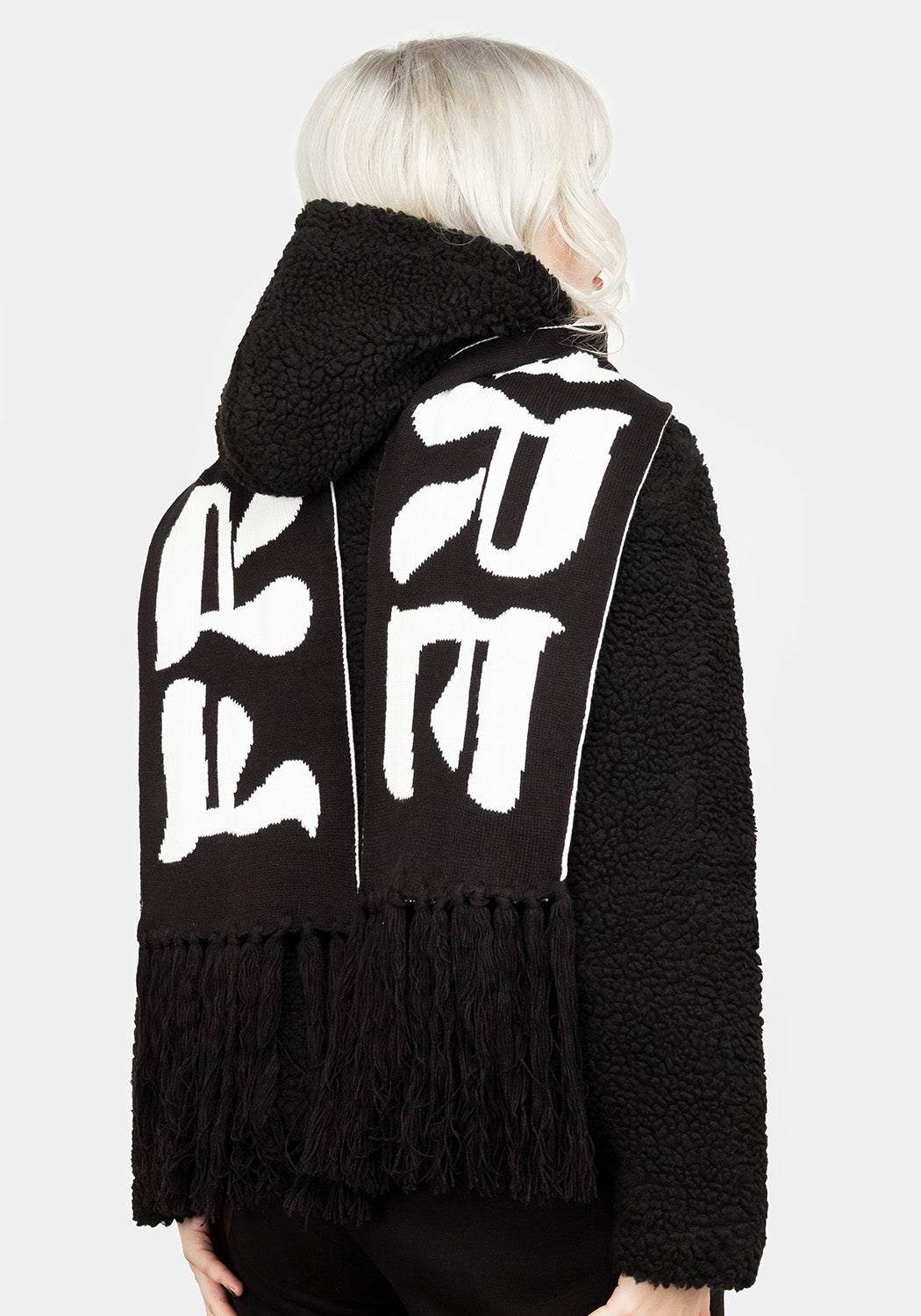 Chunky Black & White Football Scarf - Freak of Nature Design | Reversible Cotton-Blend