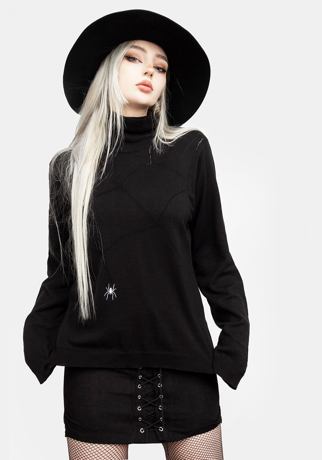 Spiderweb Pointelle Sweater - Relaxed Fit Cotton Jumper | Lolth