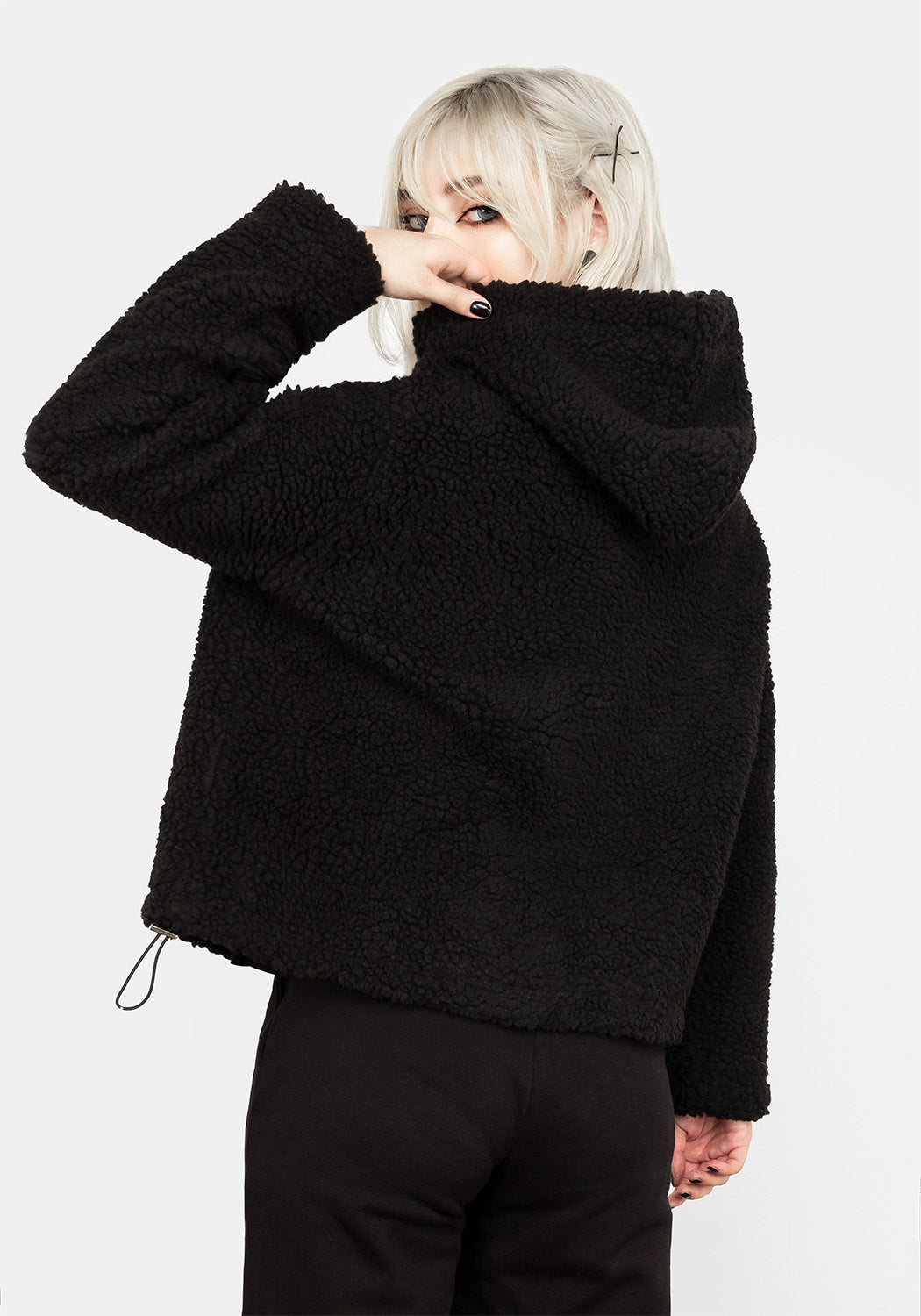 Oversized Teddy Jacket with Hood & Zip Pockets | Noctule