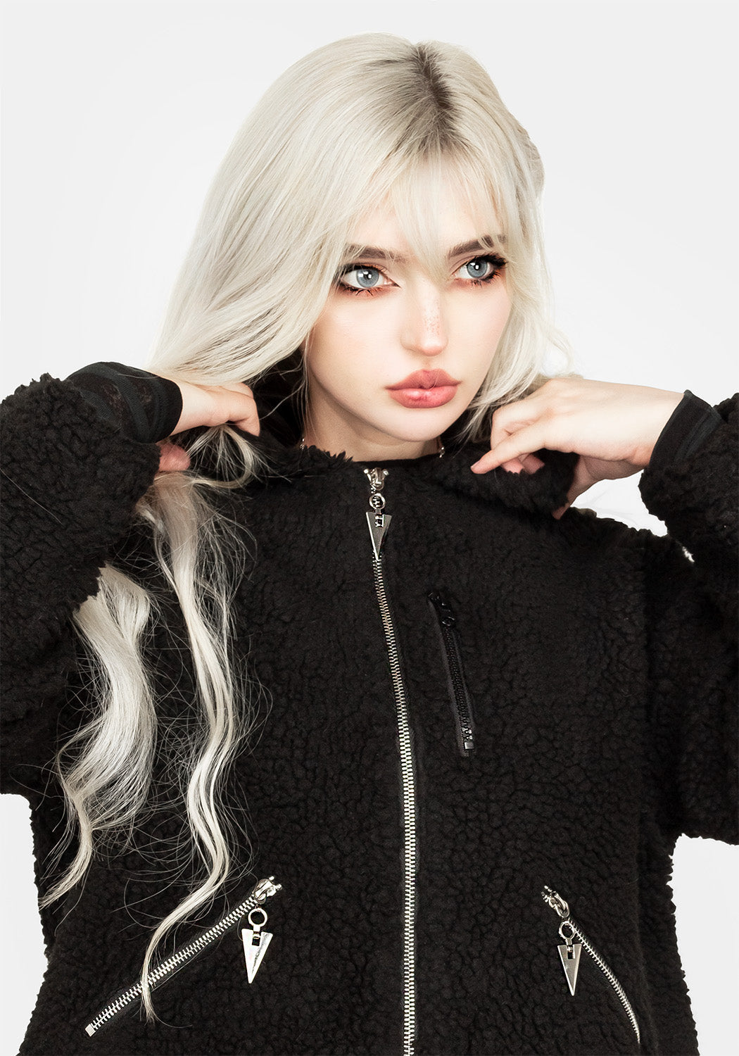 Oversized Teddy Jacket with Hood & Zip Pockets | Noctule
