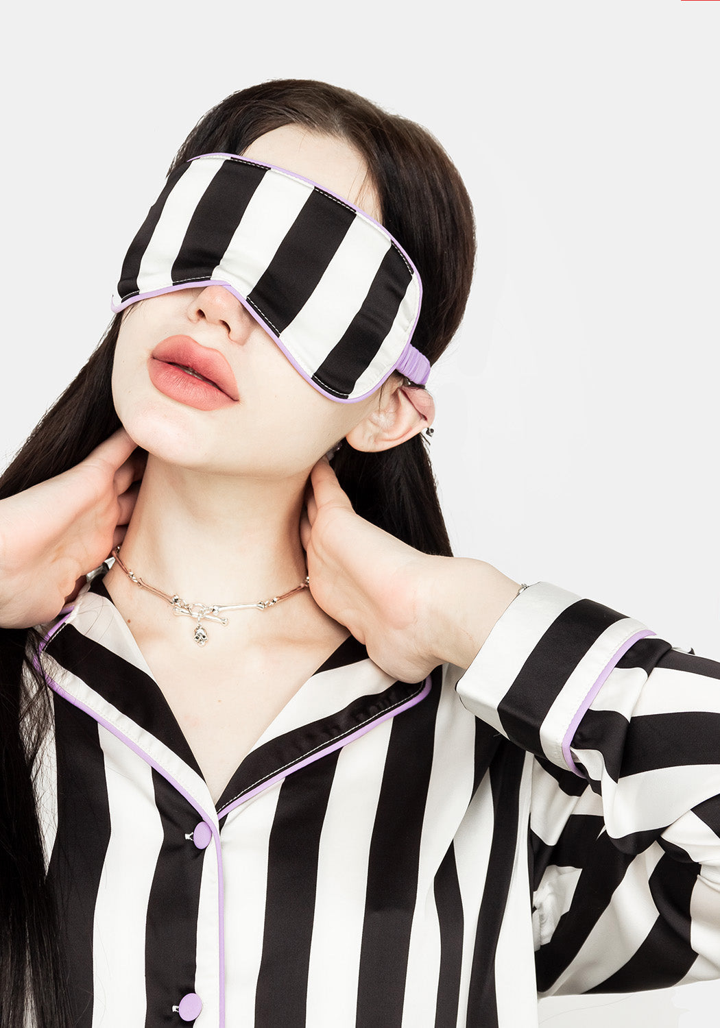 Beetlejuice-Inspired Striped Sleep Mask | Silky & Lightweight for Travel