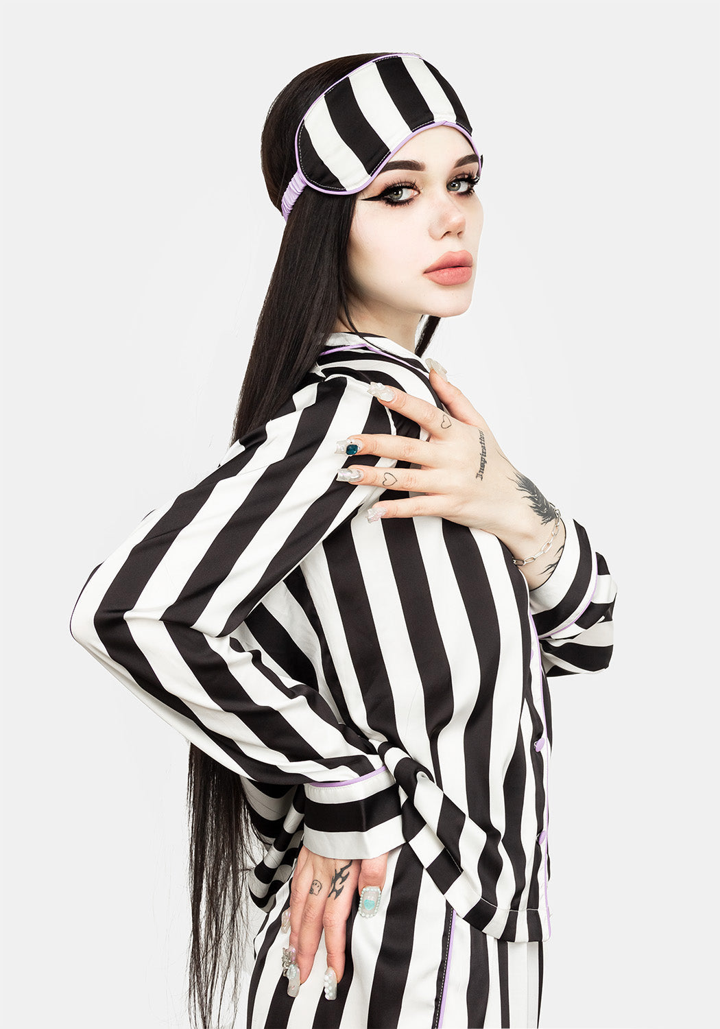 Beetlejuice-Inspired Striped Sleep Mask | Silky & Lightweight for Travel