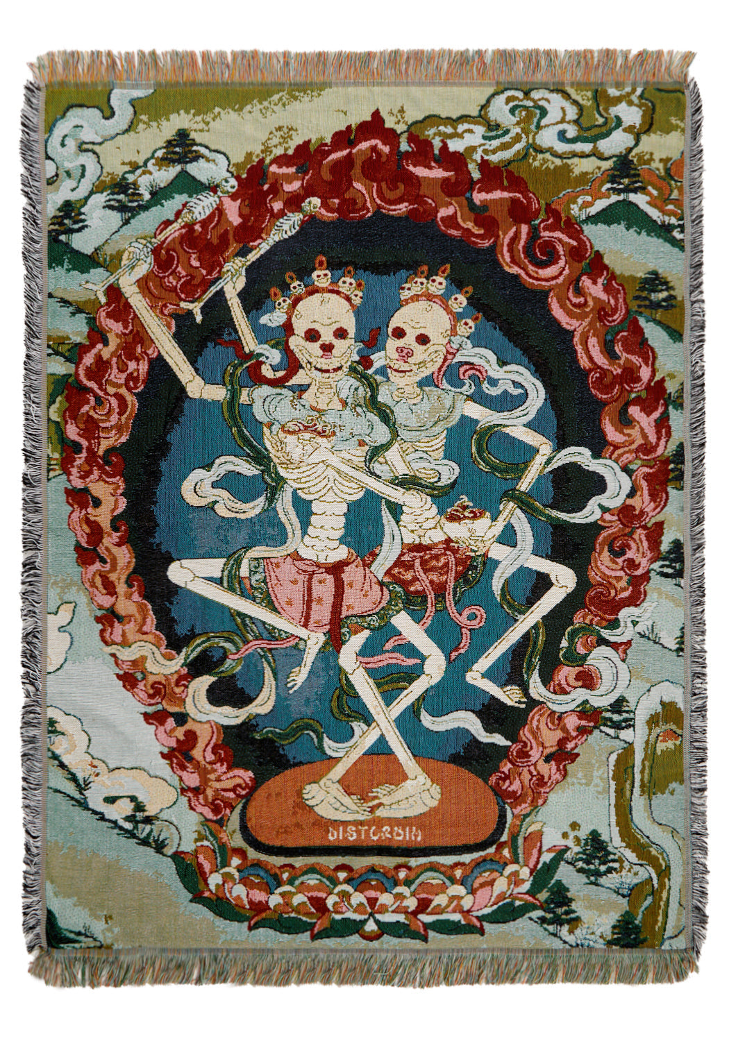 Dancing Skeleton Woven Blanket with Tibetan Design | Citipati