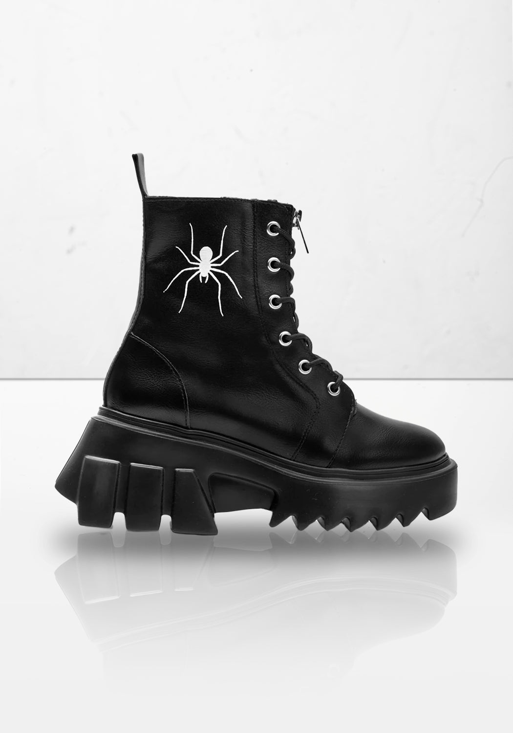 Spider Print Ankle Boots with Ridged Heel | Widow Boots